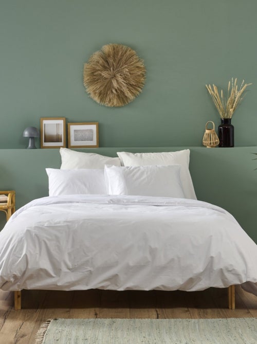 Bleu Câlin - Housse de couette unie Percale de coton 80 fils/m² - Kiabi