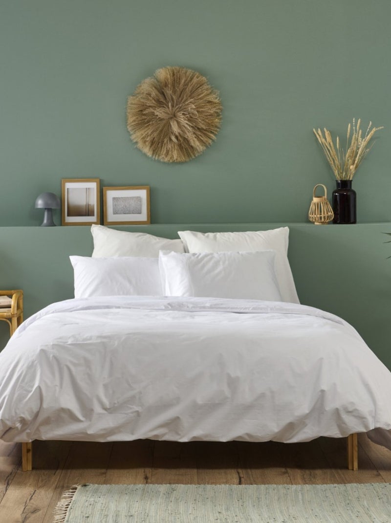 Bleu Câlin - Housse de couette unie Percale de coton 80 fils/m² Blanc - Kiabi