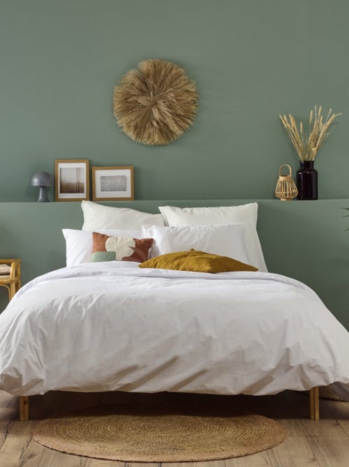 Bleu Câlin - Housse de couette unie Percale de coton 80 fils/m² - Kiabi