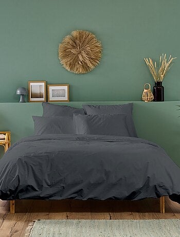 Bleu Câlin - Housse de couette unie Percale de coton 80 fils/cm²