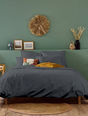 Bleu Câlin - Housse de couette unie Percale de coton 80 fils/cm²