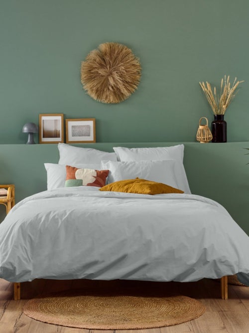 Bleu Câlin - Housse de couette unie Percale de coton 80 fils/m² - Kiabi