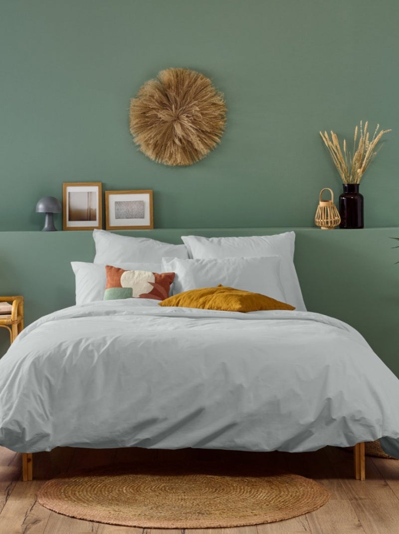 Bleu Câlin - Housse de couette unie Percale de coton 80 fils/m² Gris clair - Kiabi