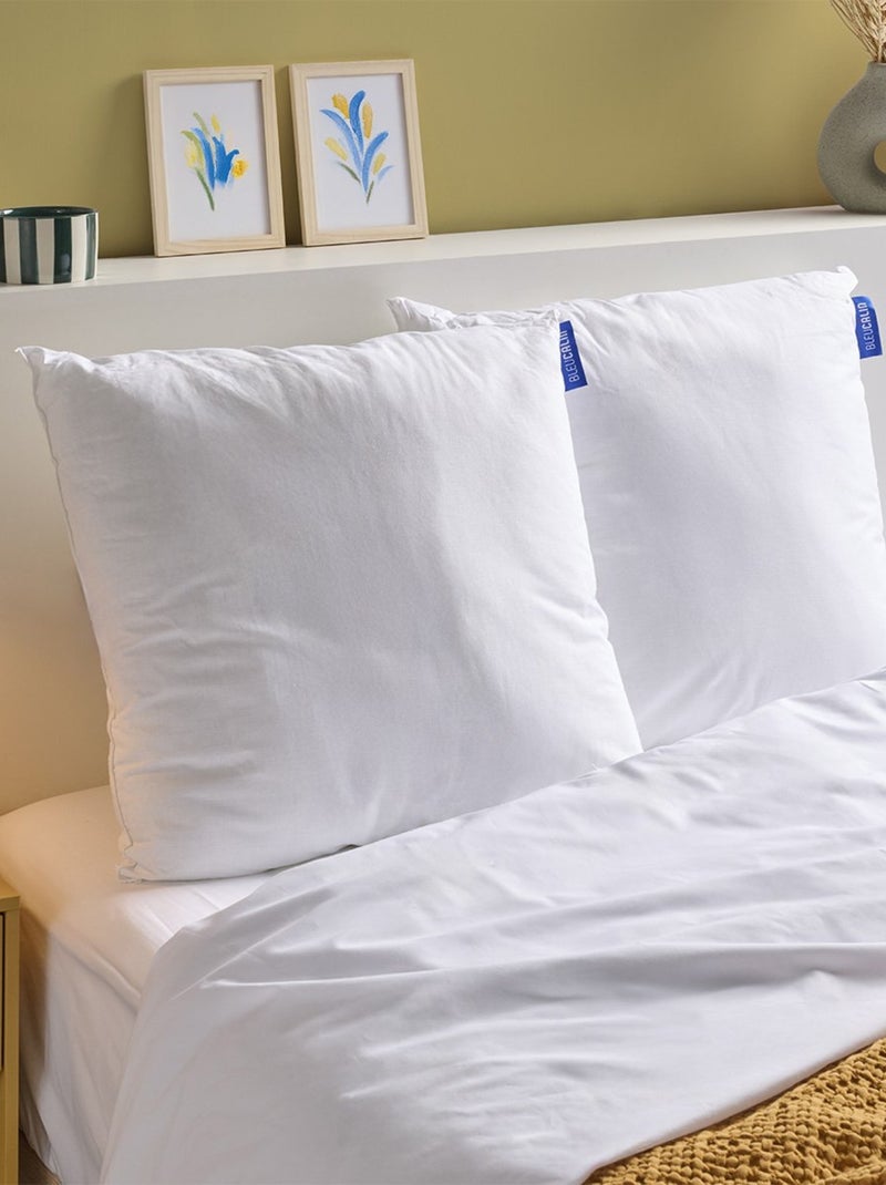 Bleu Câlin - Lot de 2 oreillers moelleux coton bio Blanc - Kiabi