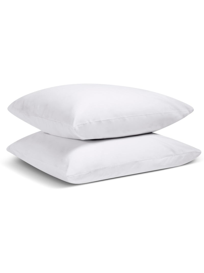 Bleu Câlin - Lot de 2 Taies d'oreiller unies Percale de coton 80 fils/cm² Blanc - Kiabi