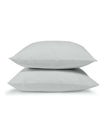 Bleu Câlin - Lot de 2 Taies d'oreiller unies Percale de coton 80 fils/cm²