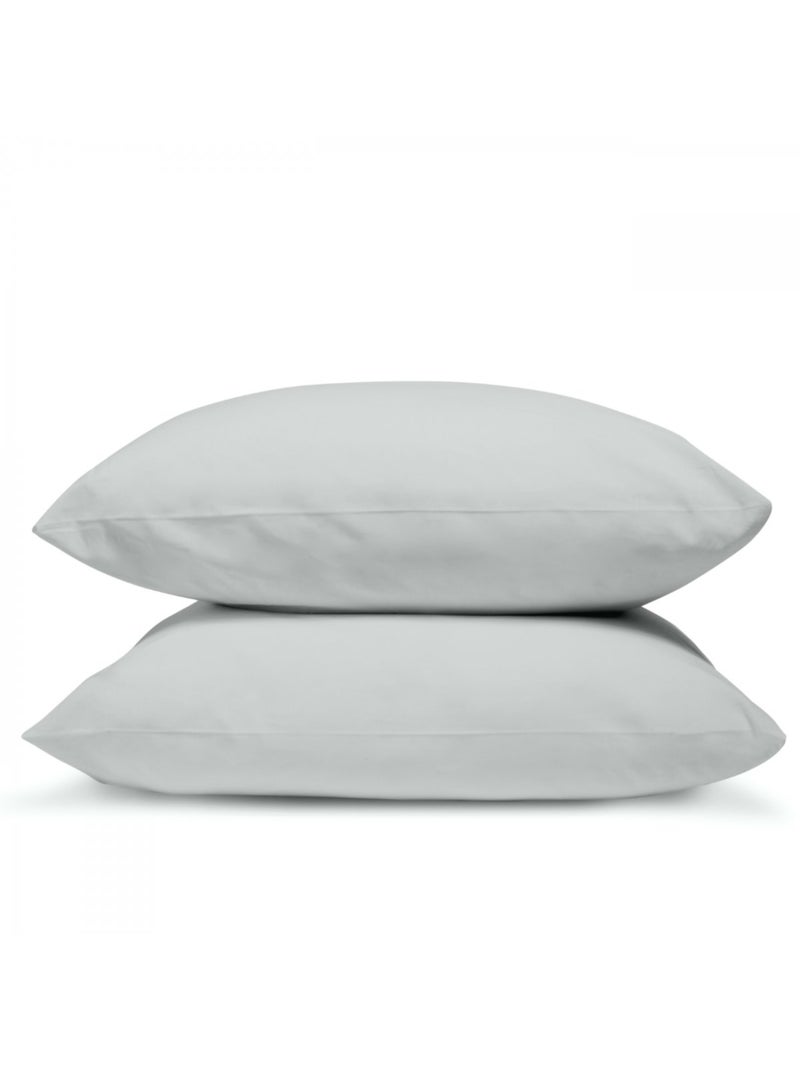 Bleu Câlin - Lot de 2 Taies d'oreiller unies Percale de coton 80 fils/cm² Gris clair - Kiabi