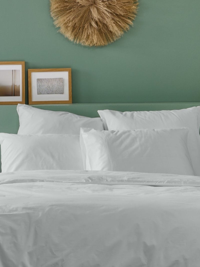 Bleu Câlin - Lot de 2 Taies d'oreiller unies Percale de coton 80 fils/cm² Gris clair - Kiabi