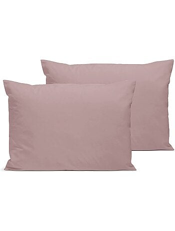 Bleu câlin - lot de 2 taies d'oreiller unies percale de coton 80 fils/cm²
