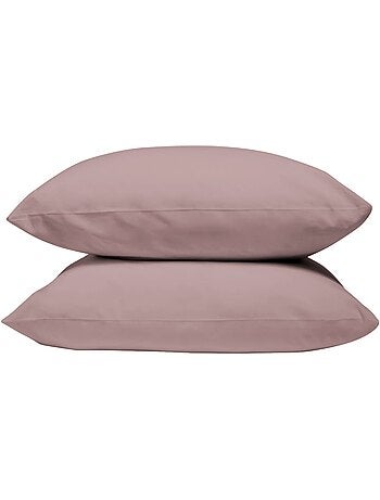 Bleu câlin - lot de 2 taies d'oreiller unies percale de coton 80 fils/cm²