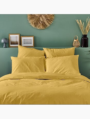 Bleu câlin - lot de 2 taies d'oreiller unies percale de coton 80 fils/cm²