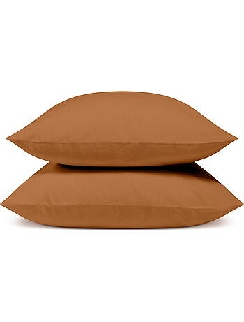 Bleu Câlin - Lot de 2 Taies d'oreiller unies Percale de coton 80 fils/cm²