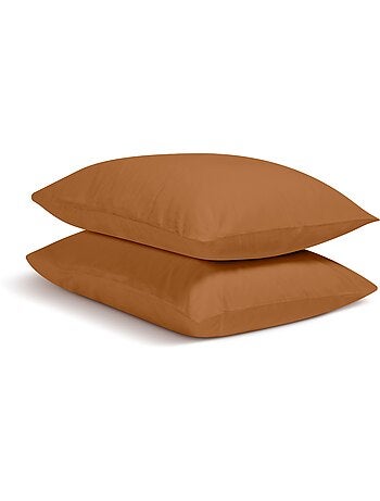 Bleu Câlin - Lot de 2 Taies d'oreiller unies Percale de coton 80 fils/cm²