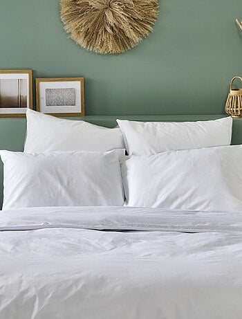 Bleu Câlin - Lot de 2 Taies d'oreiller unies Percale de coton 80 fils/cm²