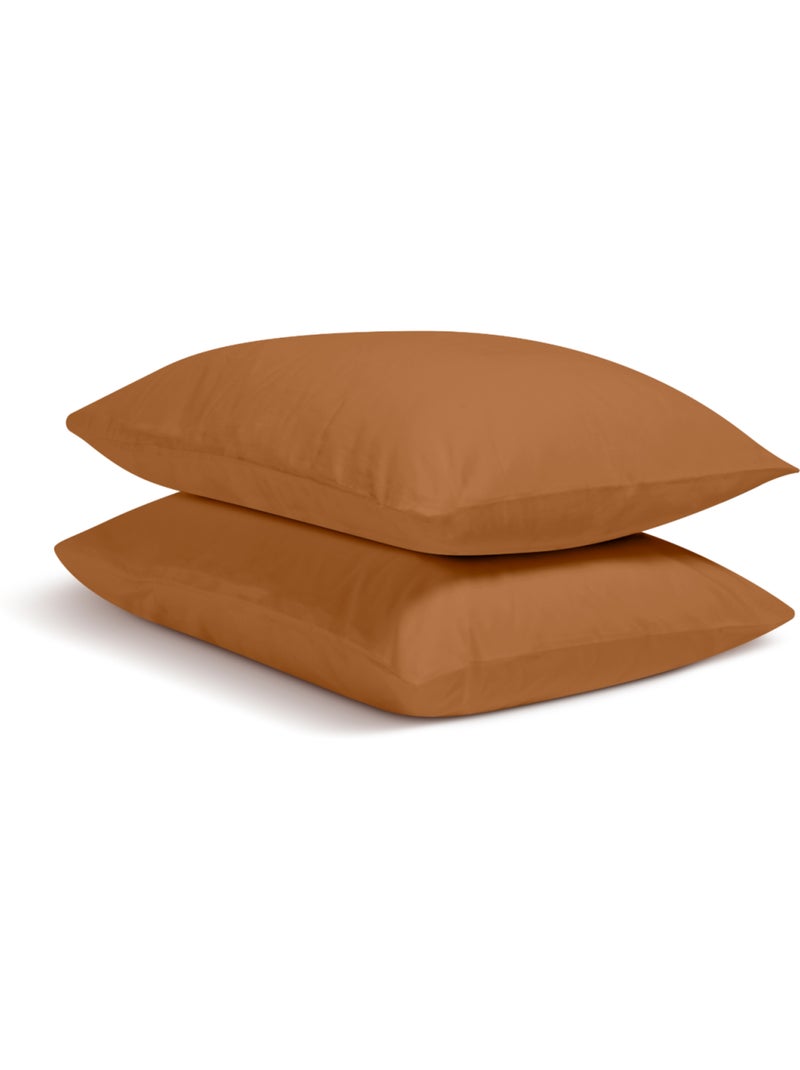 Bleu Câlin - Lot de 2 Taies d'oreiller unies Percale de coton 80 fils/cm² Terracotta - Kiabi