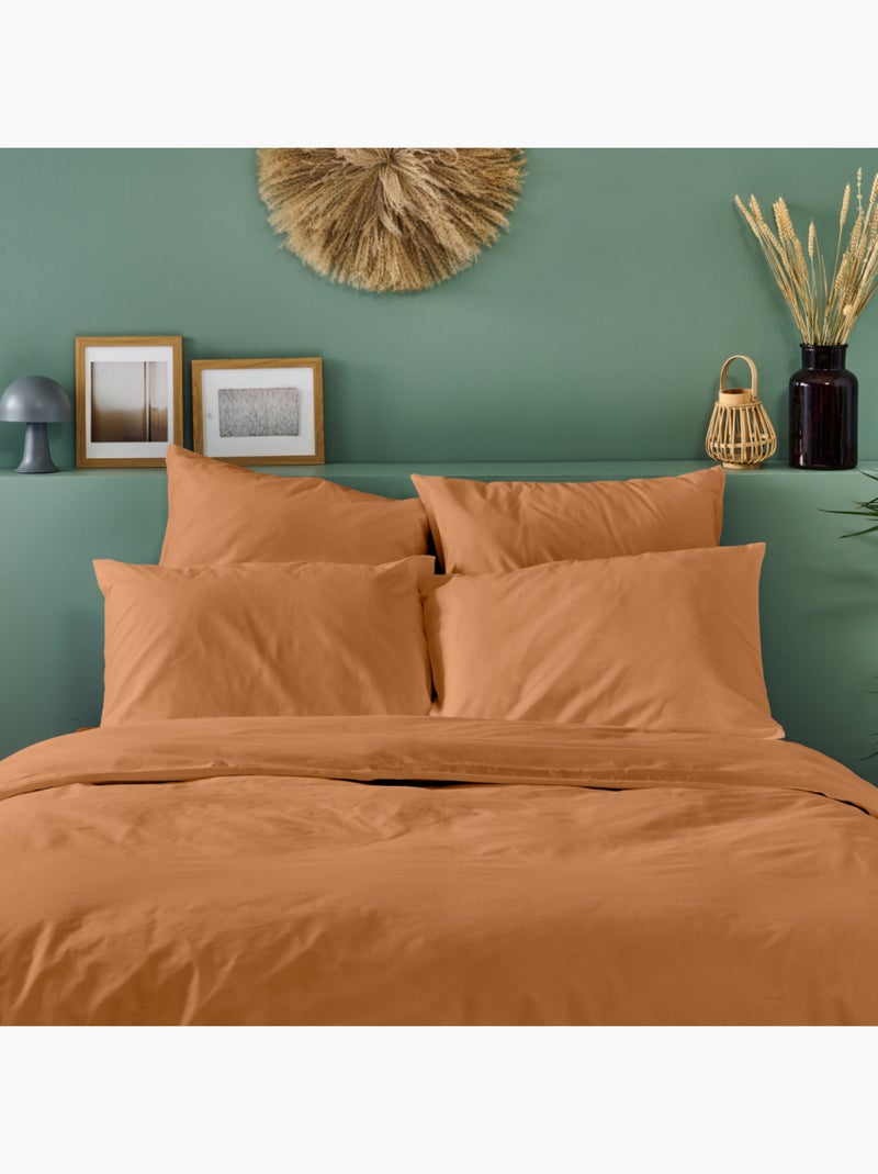 Bleu Câlin - Lot de 2 Taies d'oreiller unies Percale de coton 80 fils/cm² Terracotta - Kiabi