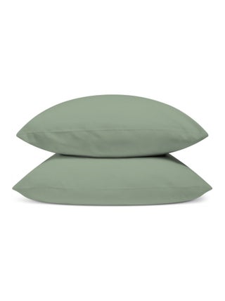 Bleu Câlin - Lot de 2 Taies d'oreiller unies Percale de coton 80 fils/cm²