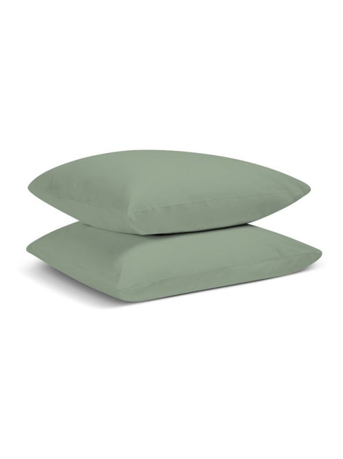 Bleu Câlin - Lot de 2 Taies d'oreiller unies Percale de coton 80 fils/cm² - Kiabi