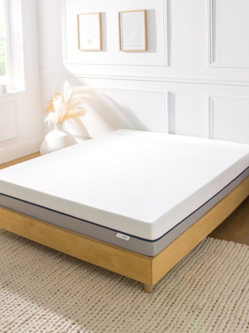 Bleu Câlin - Matelas mousse gel confort mi-ferme/ferme - épaisseur 20cm Bi-face Blanc Gris Bleu - Kiabi