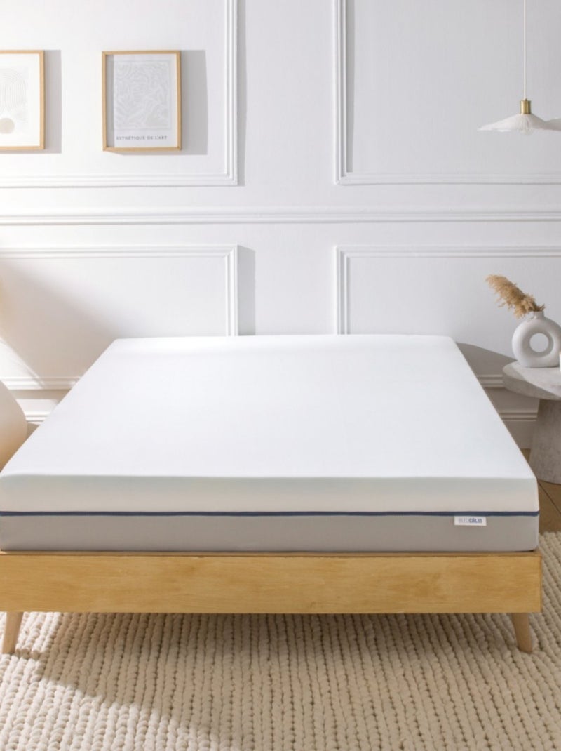 Bleu Câlin - Matelas mousse gel confort mi-ferme/ferme - épaisseur 20cm Bi-face Blanc Gris Bleu - Kiabi