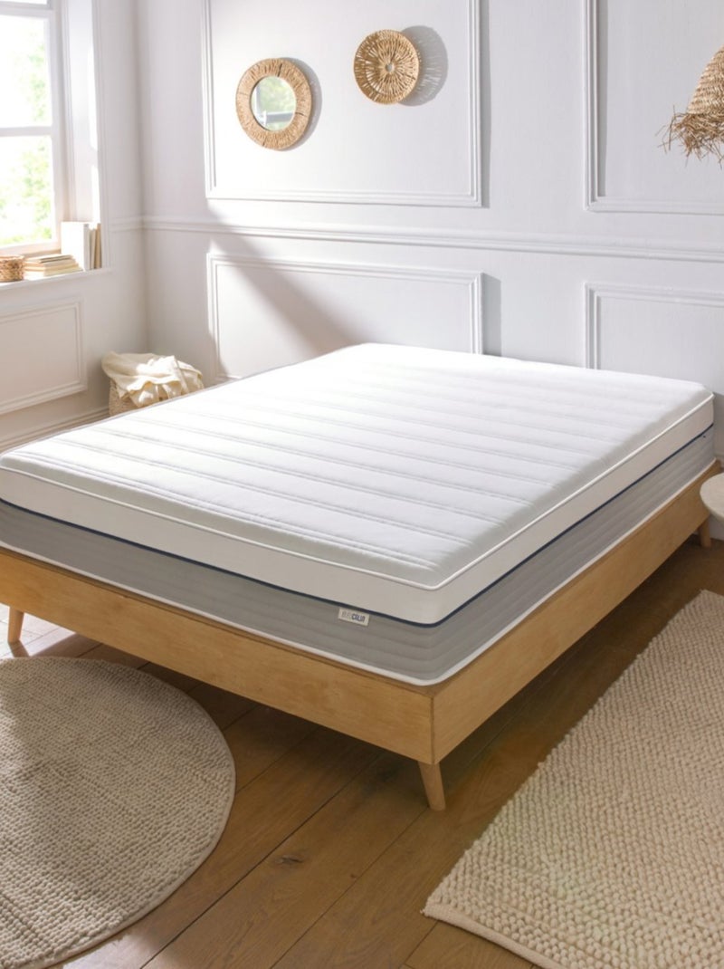 Bleu Câlin - Matelas mousse viscoélastique confort ferme - épaisseur 25cm Confortable Premium Blanc Gris Bleu - Kiabi