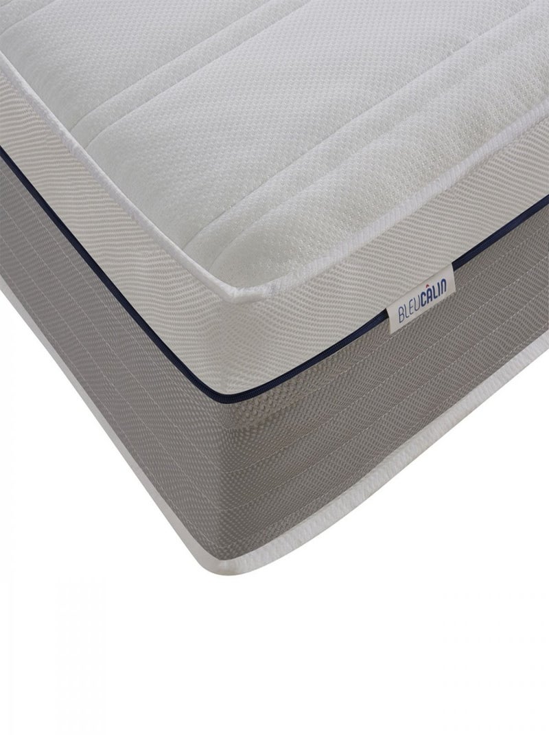 Bleu Câlin - Matelas mousse viscoélastique confort ferme - épaisseur 25cm Confortable Premium Blanc Gris Bleu - Kiabi