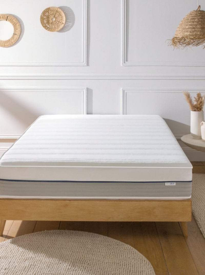 Bleu Câlin - Matelas mousse viscoélastique confort ferme - épaisseur 25cm Confortable Premium Blanc Gris Bleu - Kiabi
