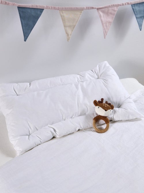 Bleu Câlin - Oreiller Bébé Moelleux Plat 40x60cm Anti-acariens - Kiabi