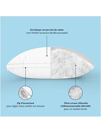 Bleu Câlin - Oreiller souple sensation duvet gonflant