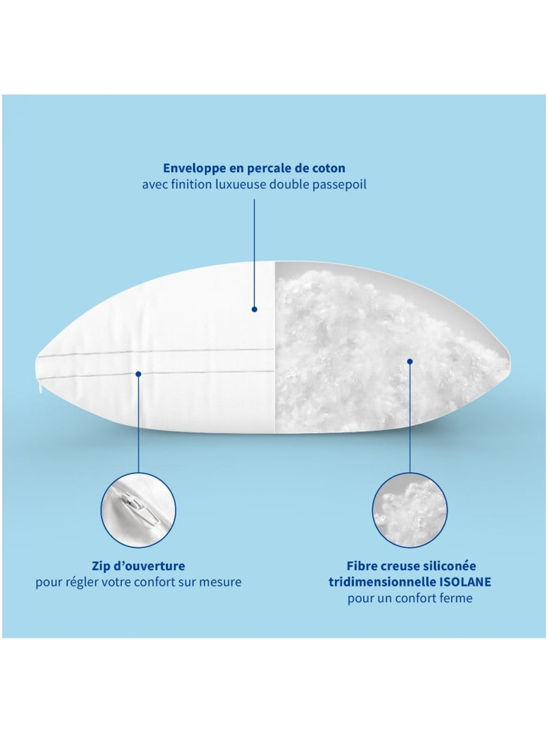 Bleu Câlin - Oreiller souple sensation duvet gonflant Blanc - Kiabi