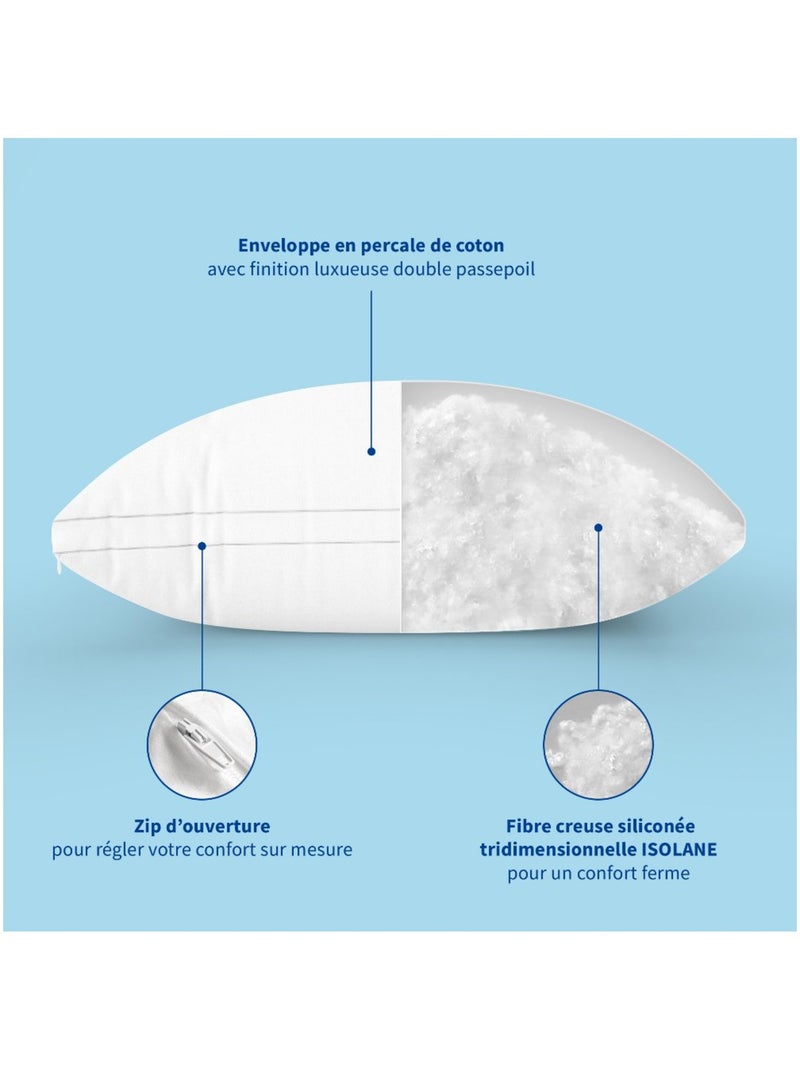 Bleu Câlin - Oreiller souple sensation duvet gonflant Blanc - Kiabi