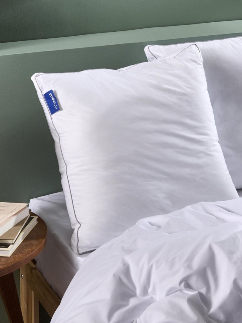 Bleu Câlin - Oreiller ultra moelleux volume Premium coton qualité percale Blanc - Kiabi