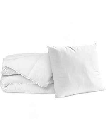 Bleu câlin - pack coton bio couette chaude + 1 ou 2 oreillers moelleux