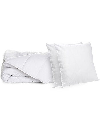 Bleu Câlin - Pack Été Couette légère + 1 ou 2 Oreillers Anti-acariens Traitement Naturel