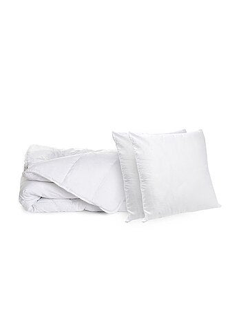 Bleu Câlin - Pack Été Couette légère + 1 ou 2 Oreillers Anti-transpiration Topcool