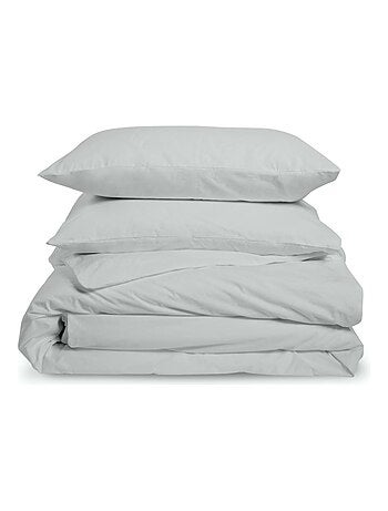 Bleu Câlin - Parure de lit unie 2 personnes Percale de coton 80 fils/m²