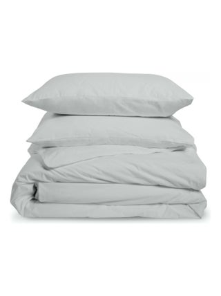 Bleu Câlin - Parure de lit unie 2 personnes Percale de coton 80 fils/m²