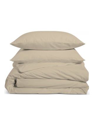 Bleu Câlin - Parure de lit unie Percale de coton 80 fils/cm²