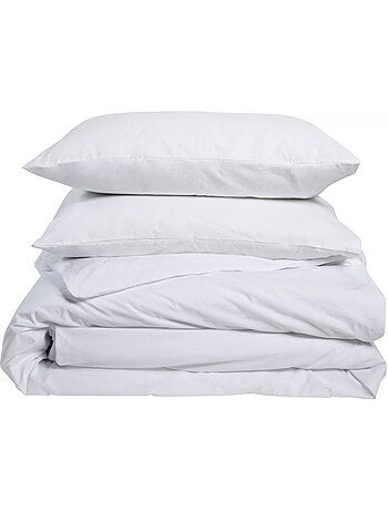 Bleu Câlin - Parure de lit unie Percale de coton 80 fils/cm²