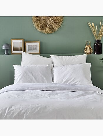 Bleu Câlin - Parure de lit unie Percale de coton 80 fils/cm²