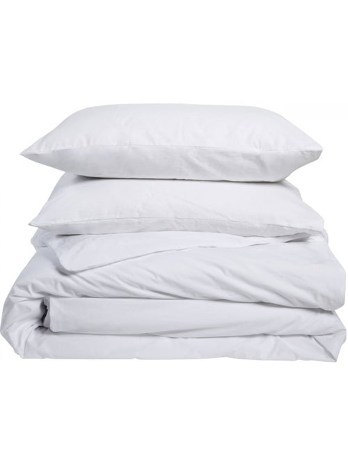 Bleu Câlin - Parure de lit unie Percale de coton 80 fils/cm² - Kiabi