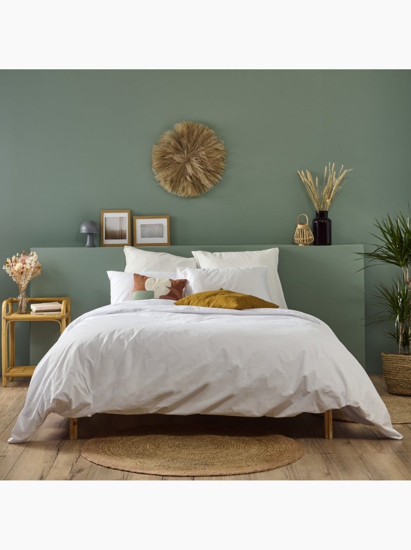 Bleu Câlin - Parure de lit unie Percale de coton 80 fils/cm² Blanc - Kiabi