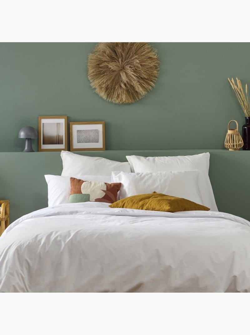 Bleu Câlin - Parure de lit unie Percale de coton 80 fils/cm² Blanc - Kiabi