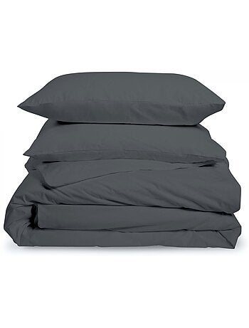 Bleu Câlin - Parure de lit unie Percale de coton 80 fils/cm²