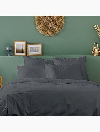 Bleu Câlin - Parure de lit unie Percale de coton 80 fils/cm²