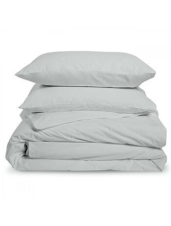 Bleu Câlin - Parure de lit unie Percale de coton 80 fils/cm²