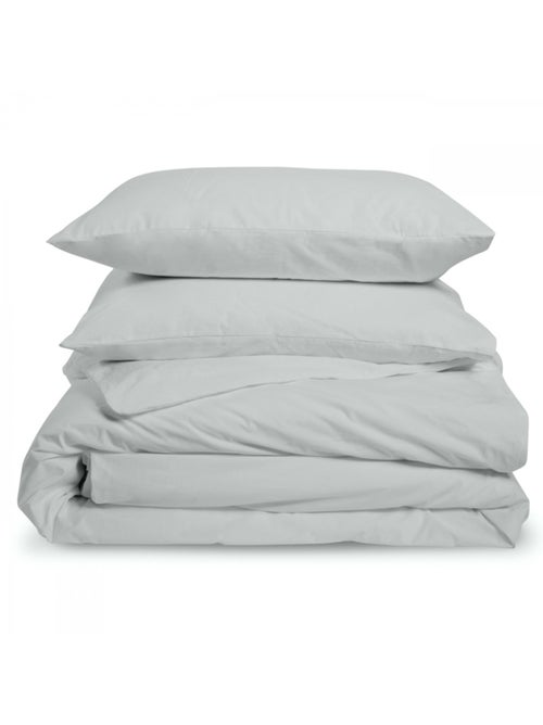 Bleu Câlin - Parure de lit unie Percale de coton 80 fils/cm² - Kiabi