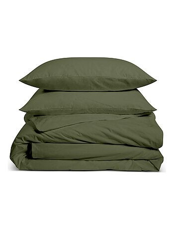 Bleu Câlin - Parure de lit unie Percale de coton 80 fils/cm²