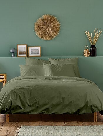 Bleu Câlin - Parure de lit unie Percale de coton 80 fils/cm²