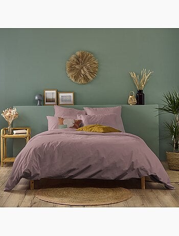 Bleu Câlin - Parure de lit unie Percale de coton 80 fils/cm²